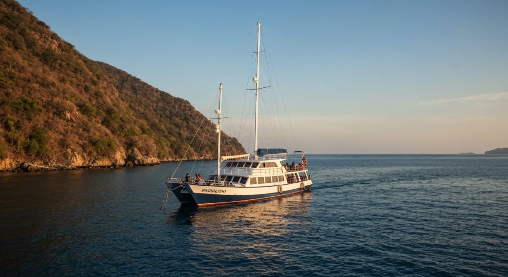 best time to visit komodo for yacht charter — Photorealistic editorial travel photograph relevant to: The honest, operat