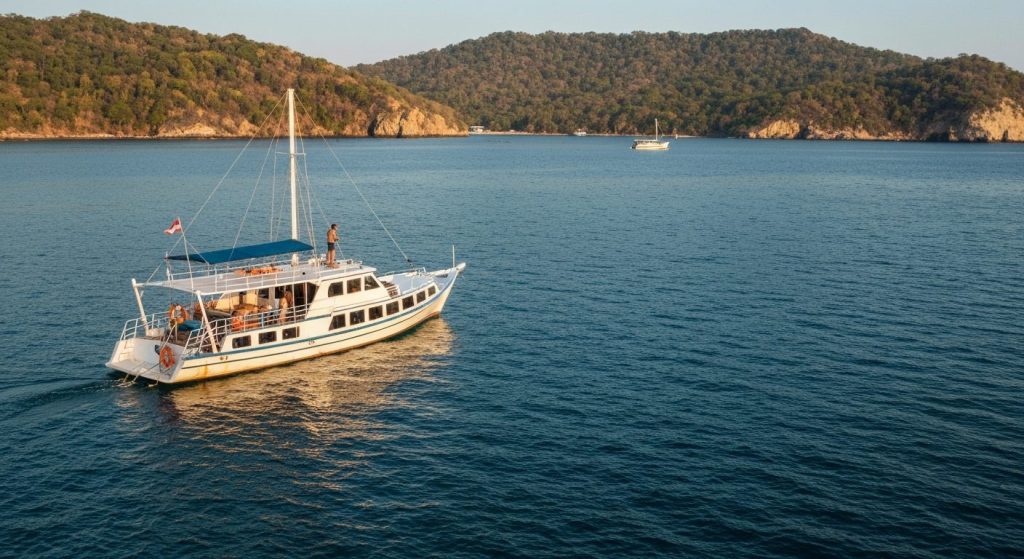 komodo liveaboard diving yacht guide 2026 — Photorealistic editorial travel photograph relevant to: The honest, operator