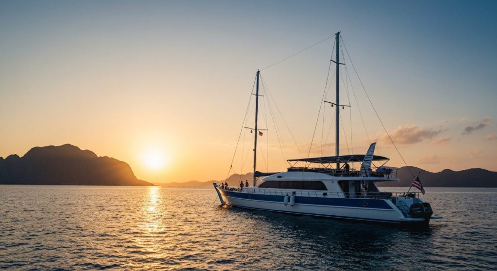 sunset yacht cruise komodo — Photorealistic editorial travel photograph relevant to: The honest, operator-grounded autho